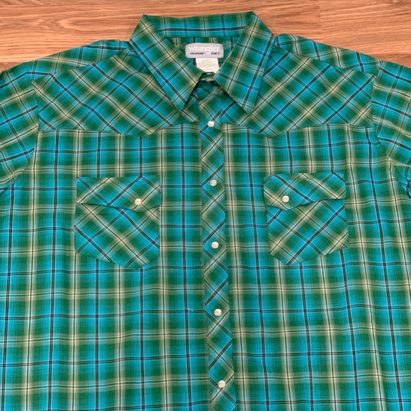 Wrangler Cotton Plaid Cowboy Cut Pearl Snap XXL - Picture 3 of 5